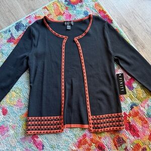 Finity Black Cardigan with Orange Accents